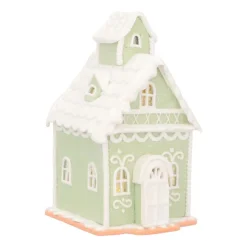 LED Lebkuchenhaus, Hellgrün, Modelliermasse, 19 Cm