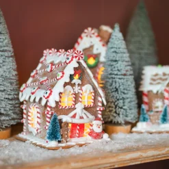 LED Lebkuchenhaus Mit Santa, Modelliermasse, 16 Cm