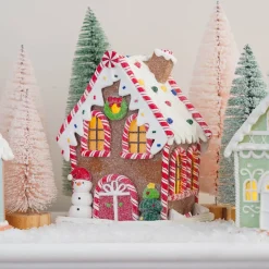 LED Lebkuchenhaus Mit Schneemann, Modelliermasse, 17 Cm