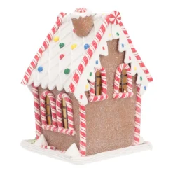 LED Lebkuchenhaus Mit Schneemann, Modelliermasse, 17 Cm