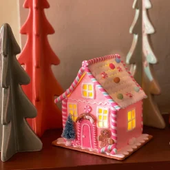 LED Lebkuchenhaus, Pastellfarben, Modelliermasse, 21 Cm