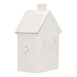 LED Lichthaus „Erker“, Klein, Weiß, Porzellan, 16 Cm