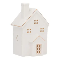 LED Lichthaus „Erker“, Klein, Weiß, Porzellan, 16 Cm