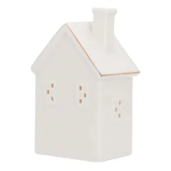 LED Lichthaus „Erker“, Klein, Weiß, Porzellan, 16 Cm