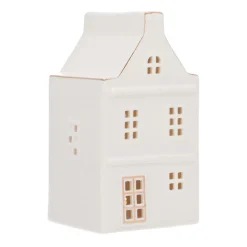 LED Lichthaus „Grachtenhaus“, Weiß, Porzellan, 17 Cm
