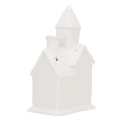 LED Lichthaus Kirche, Weiß, Porzellan, 21 Cm
