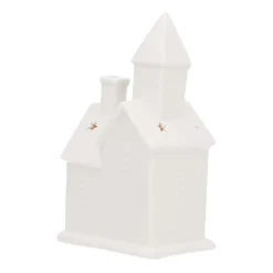 LED Lichthaus Kirche, Weiß, Porzellan, 21 Cm