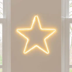 LED Neon-Stern, Warm-weiß, Innen & Außen, 50 Cm