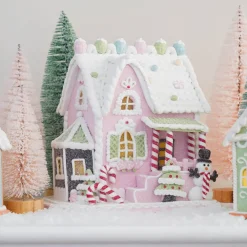 LED Süßigkeitenhaus, Rosa, Modelliermasse, 22 Cm