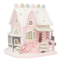 LED Süßigkeitenhaus, Rosa, Modelliermasse, 22 Cm