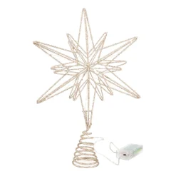 LED Stern Christbaumspitze, Champagner, Metall, 33 Cm