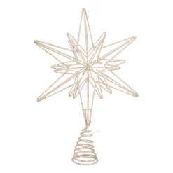 LED Stern Christbaumspitze, Champagner, Metall, 33 Cm