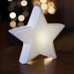 LED Stern, Weiß, Porzellan, 20 Cm