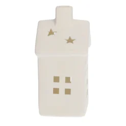 LED Weihnachtshaus, Weiß, Porzellan, 14 Cm