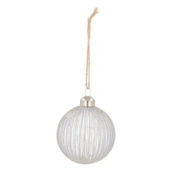 Luxuriöse Weihnachtsbaumkugel Taupe Mit Lampion-Relief