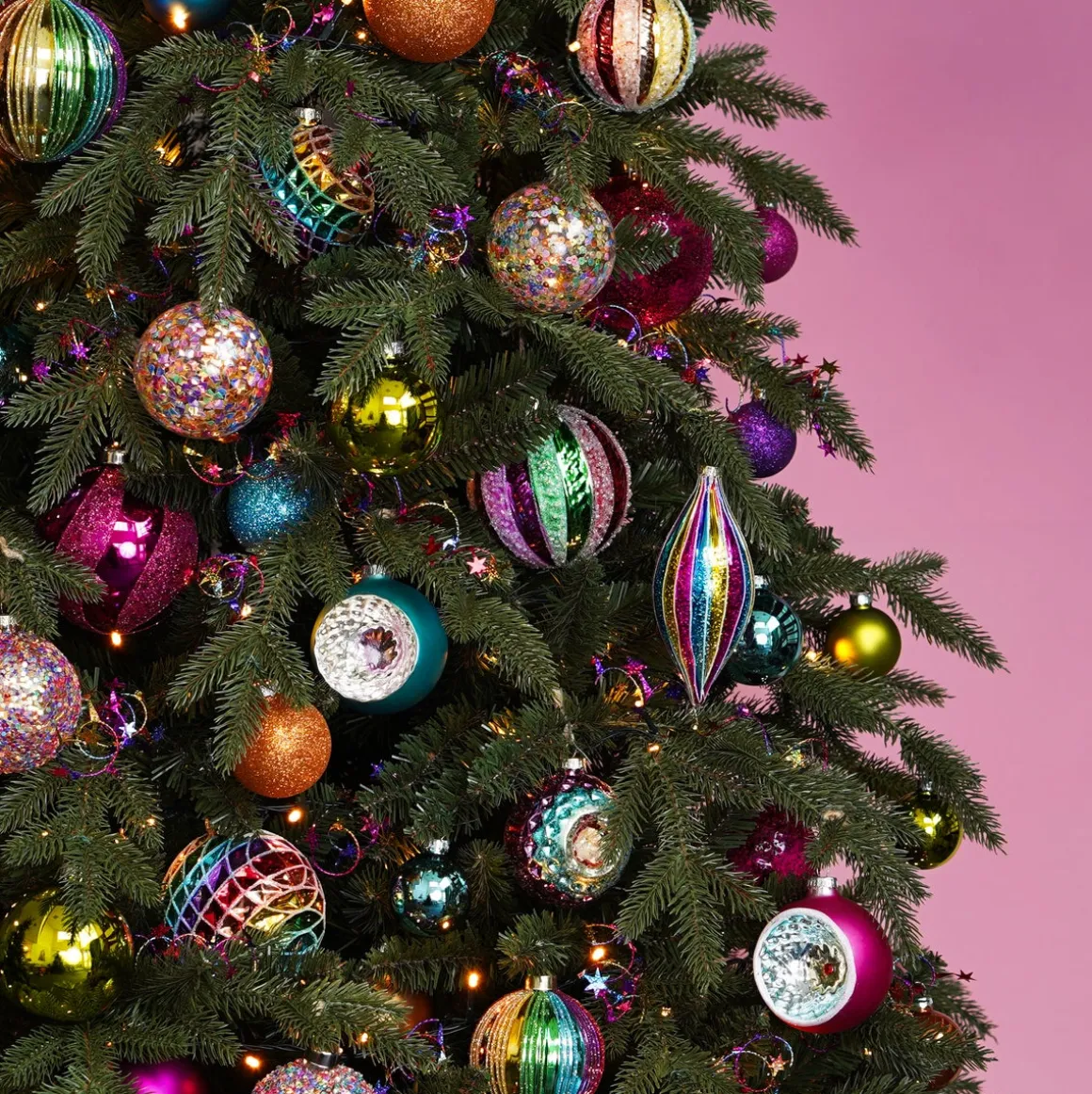 Luxuriöse Weihnachtskugel Rautenmuster, Bunt, Glas, 9,5 Cm