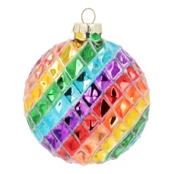 Luxuriöse Weihnachtskugel Rautenmuster, Bunt, Glas, 9,5 Cm