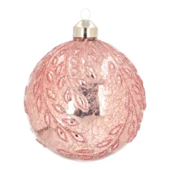 Luxuriöse Weihnachtskugel Krakelee Gemustert, Rosa, Glas, 10 Cm