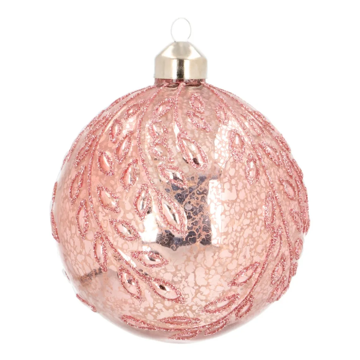 Luxuriöse Weihnachtskugel Krakelee Gemustert, Rosa, Glas, 10 Cm