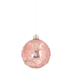 Luxuriöse Weihnachtskugel Krakelee Gemustert, Rosa, Glas, 10 Cm