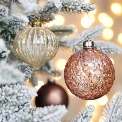 Luxuriöse Weihnachtskugel Krakelee Gemustert, Rosa, Glas, 10 Cm