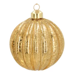 Luxuriöse Weihnachtskugel Lampion, Hellgold, Glas, 8 Cm