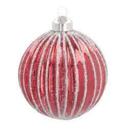 Luxuriöse Weihnachtskugel Lampion, Rot, Glas, 8 Cm