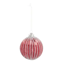Luxuriöse Weihnachtskugel Lampion, Rot, Glas, 8 Cm