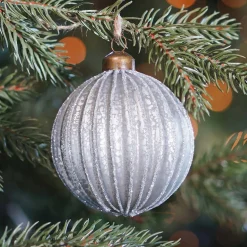 Luxuriöse Weihnachtskugel Lampion, Silber, Glas, 8 Cm