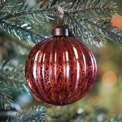 Luxuriöse Weihnachtskugel Lampion Krakelee, Kupfer, Glas, 8 Cm