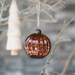 Luxuriöse Weihnachtskugel Lampion Krakelee, Kupfer, Glas, 8 Cm