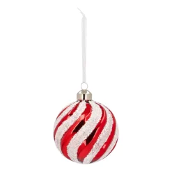 Luxuriöse Weihnachtskugel Swirl, Rot-weiß, Glas, 8 Cm
