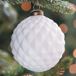 Luxuriöse Weihnachtskugel Ecken & Kanten Weiß, Aus Glas, 10 Cm