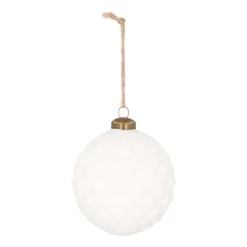 Luxuriöse Weihnachtskugel Ecken & Kanten Weiß, Aus Glas, 10 Cm