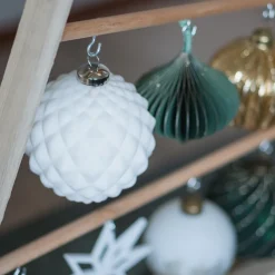 Luxuriöse Weihnachtskugel Ecken & Kanten Weiß, Aus Glas, 10 Cm