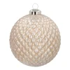 Luxuriöse Weihnachtskugel Zapfenmuster Champagner, Aus Glas, 10 Cm