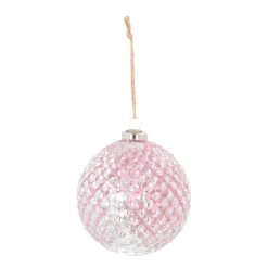 Luxuriöse Weihnachtskugel Zapfenmuster Rosa, Aus Glas, 10 Cm