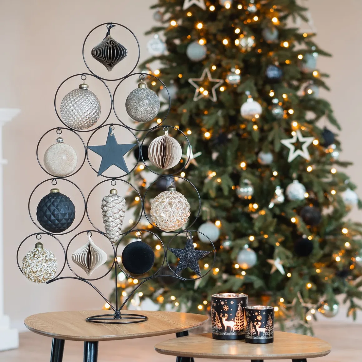 Luxuriöse Weihnachtskugel Ecken & Kanten Matt-schwarz, Aus Glas, 10 Cm