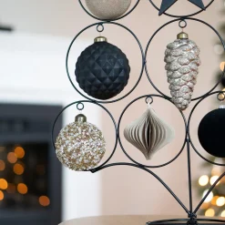 Luxuriöse Weihnachtskugel Ecken & Kanten Matt-schwarz, Aus Glas, 10 Cm