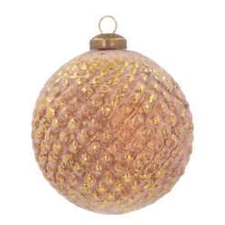 Luxuriöse Weihnachtskugel Zapfenmuster, Taupe, Glas, 10 Cm
