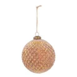 Luxuriöse Weihnachtskugel Zapfenmuster, Taupe, Glas, 10 Cm