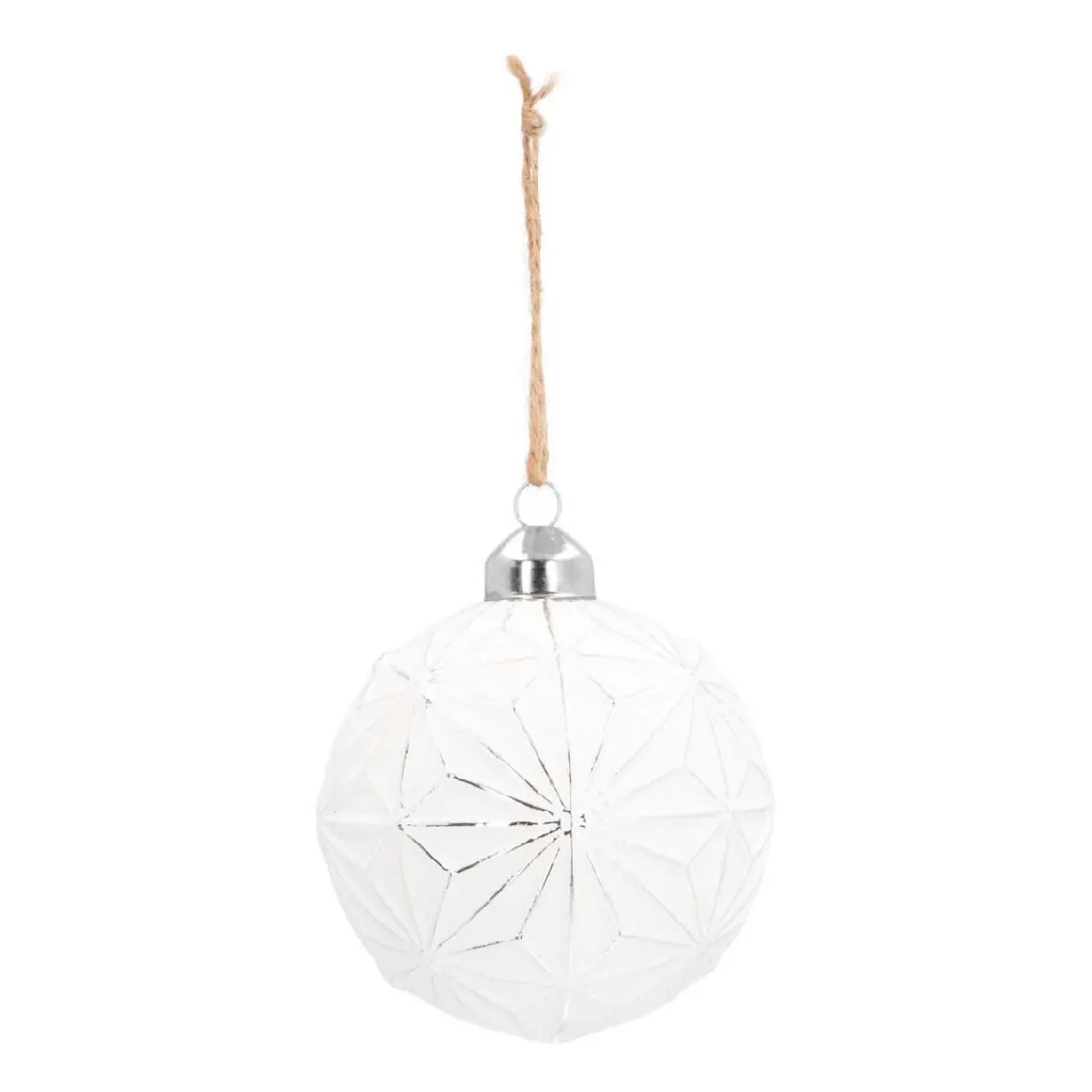 Luxuriöse Weihnachtskugel Geometrisches Design, Weiß, Glas, 8 Cm