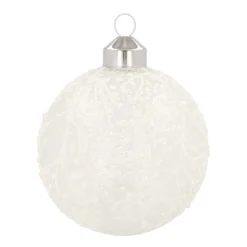 Luxuriöse Weihnachtskugel Zweige, Milchweiß, Glas, 8 Cm