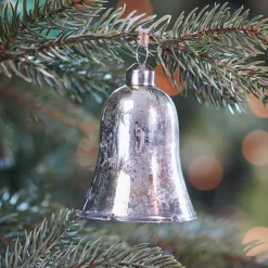 Luxuriöser Anhänger Glocke Antik-silber, Aus Glas, 7 Cm