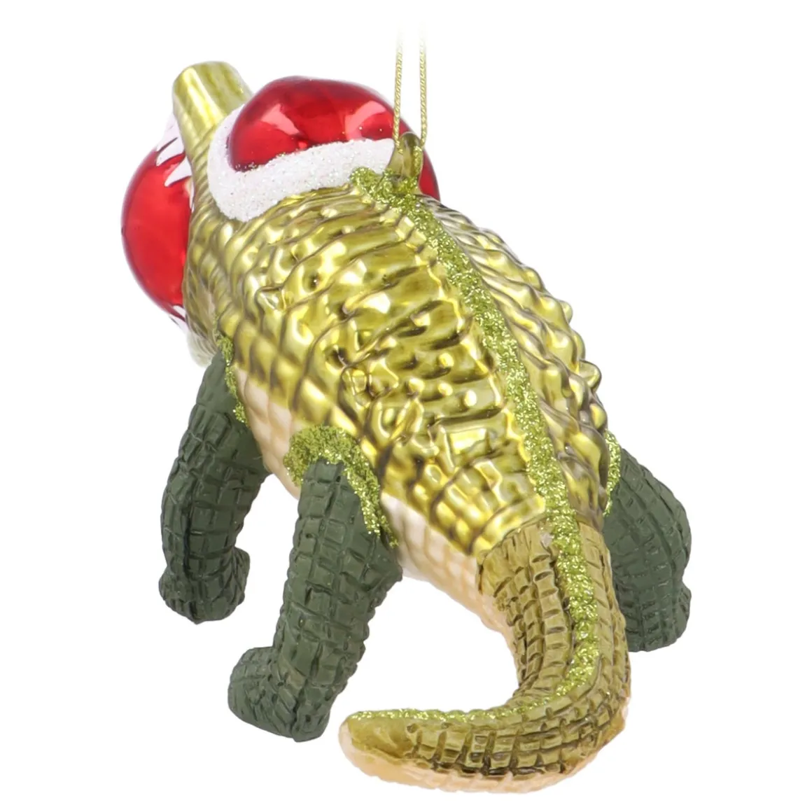 Luxuriöses Krokodil Mit Weihnachtsmütze Und Weihnachtskugel