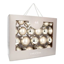 Luxuriöses Leicht Goldenes Weihnachtskugel-Set 44 Stück In Praktischer Box