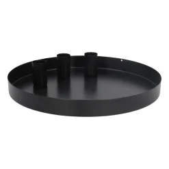 Magnet-Kerzenhalter Auf Tablett, Schwarz, Metall, 25 Cm