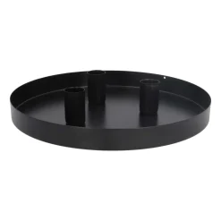 Magnet-Kerzenhalter Auf Tablett, Schwarz, Metall, 25 Cm