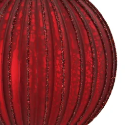 Matt-rote Craquelé-Weihnachtskugel Mit Glitzerlinien