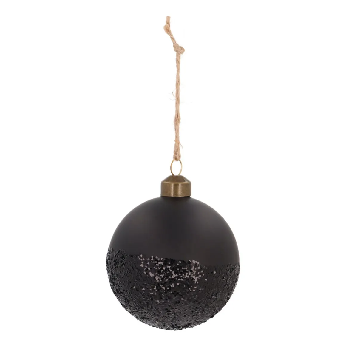 Mattschwarze Weihnachtskugel Mit Schwarzem Glitzerdekor